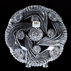 Low Bowl, American Brilliant Cut Glass, Signed J. Hoare Comet Pattern