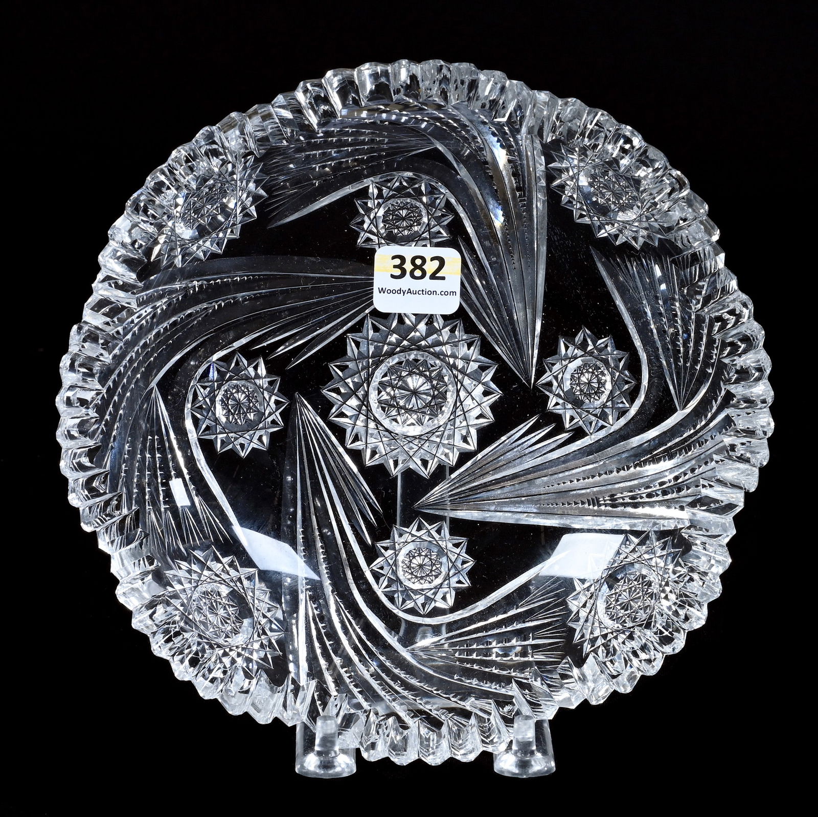 Low Bowl, American Brilliant Cut Glass, Signed J. Hoare Comet Pattern (1 of 2)