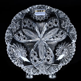 Plate, American Brilliant Cut Glass, Chrysanthemum Pattern By Hawkes