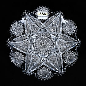 Plate, American Brilliant Cut Glass, Hobstar, Vesica And Crosshatch Motif