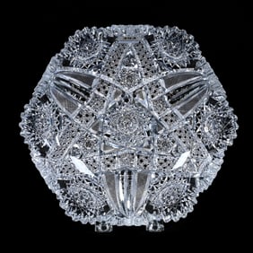 Bowl, Six-Sided, American Brilliant Cut Glass, Signed J. Hoare Carolyn Pattern