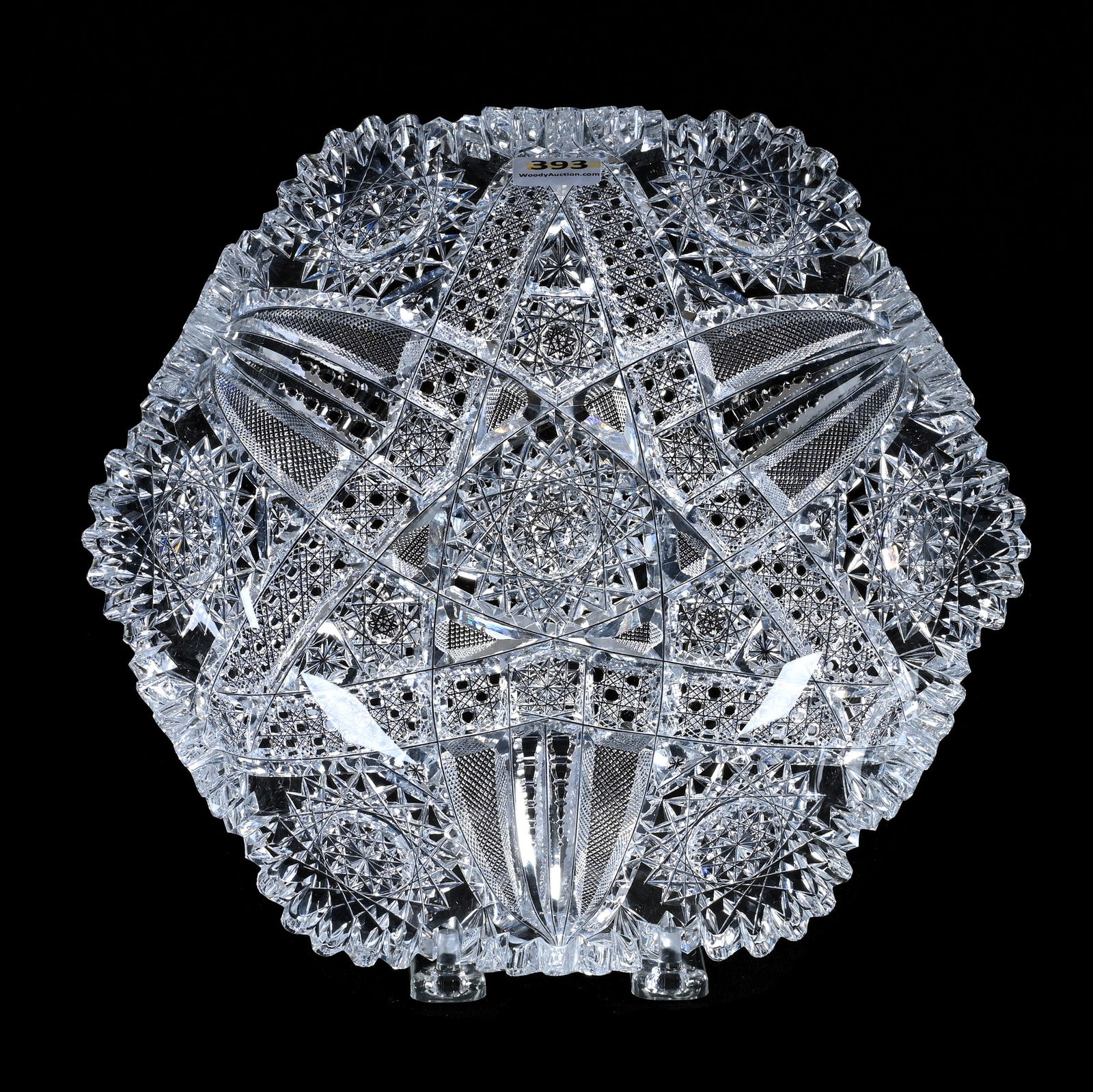 Bowl, Six-Sided, American Brilliant Cut Glass, Signed J. Hoare Carolyn Pattern (1 of 2)