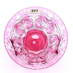 Finger Bowl, Brilliant Period Cut Glass, Cranberry Cut To Clear