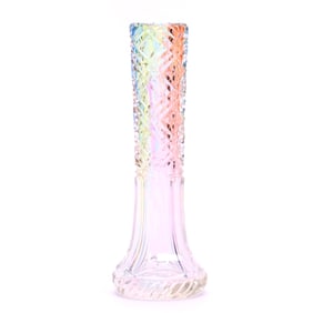 Bud Vase, Brilliant Period Cut Glass, Rainbow Cut To Clear