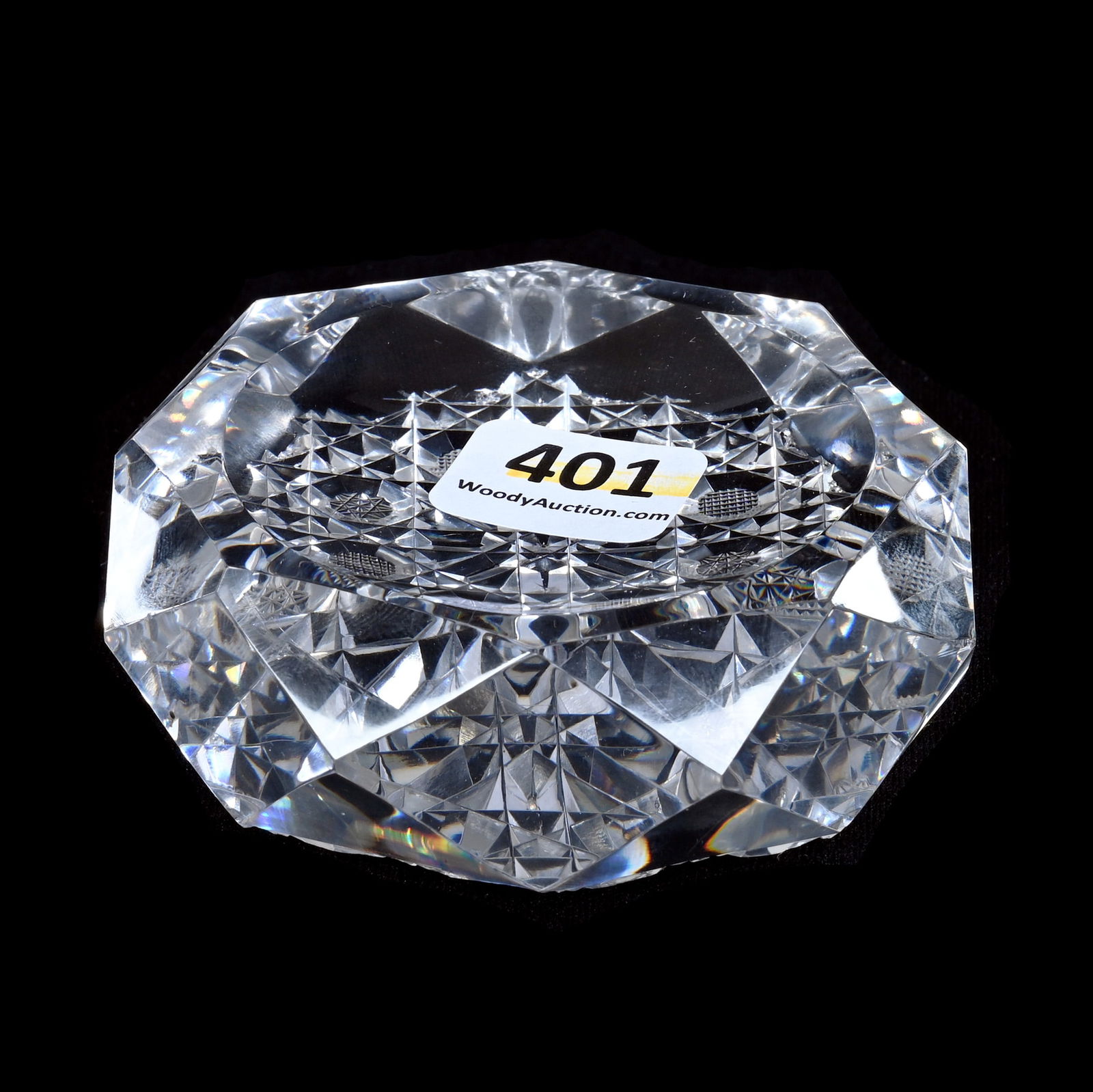 Paperweight/Coin Dish, American Brilliant Cut Glass, Wagon Wheel Effect With Facet Cut Border: Paperweight/Coin Dish, American Brilliant Cut Glass, Wagon Wheel Effect With Facet Cut Border, 3.25", Concave Top, Possibly A Novelty Piece, Pattern Roughness, Mike And Sandra Hackney Collection, Geor