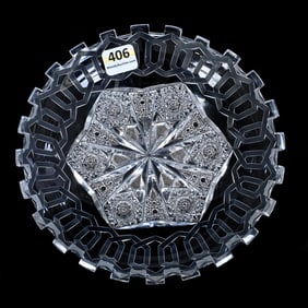 Plate, American Brilliant Cut Glass, Alhambra Pattern By Meriden