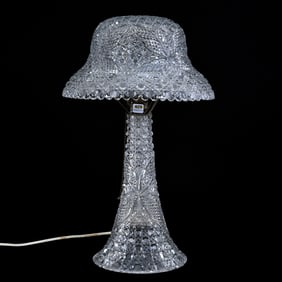 Table Lamp, American Brilliant Cut Glass, Late Period Harvard Pattern