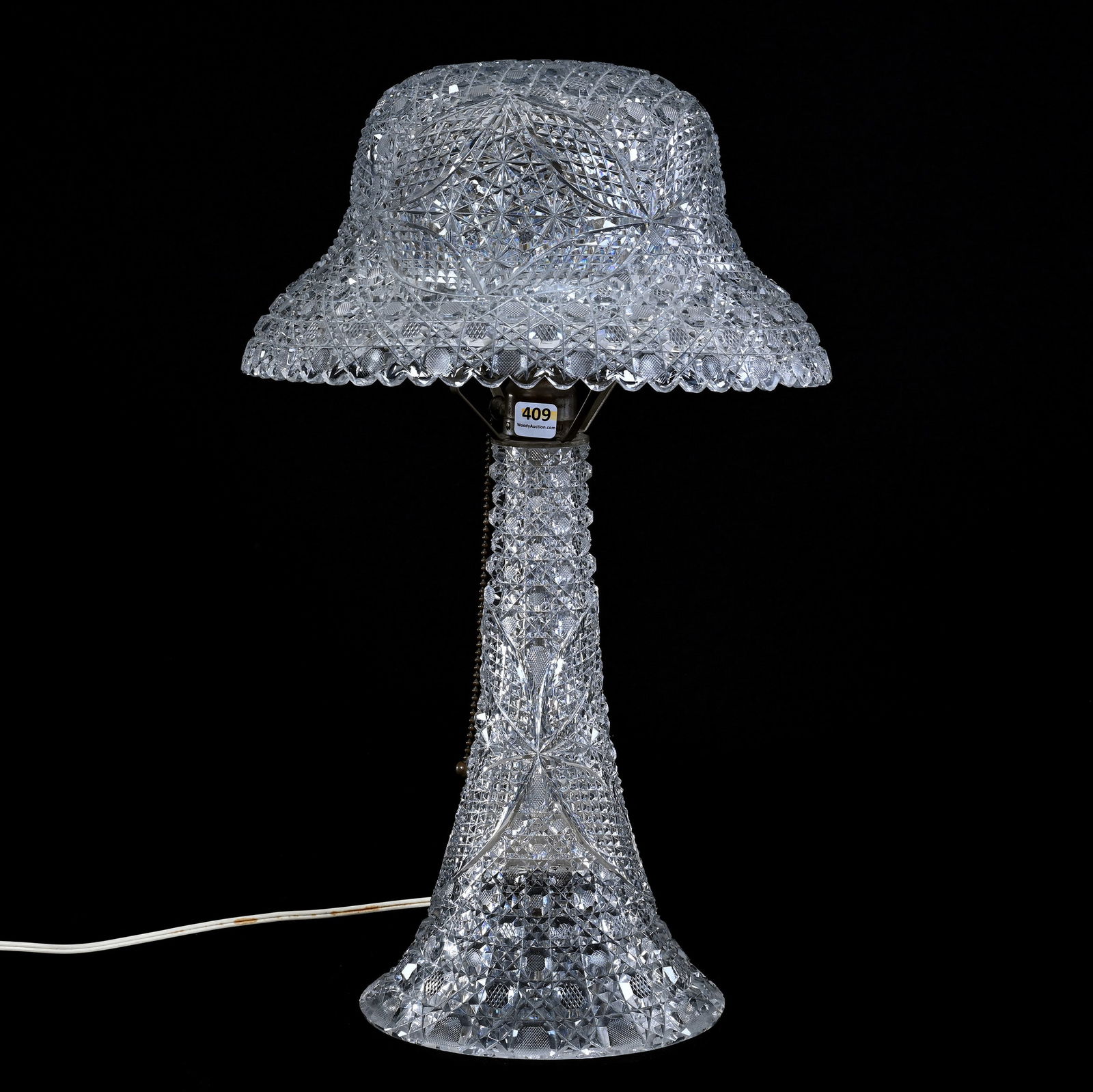 Table Lamp, American Brilliant Cut Glass, Late Period Harvard Pattern (1 of 3)
