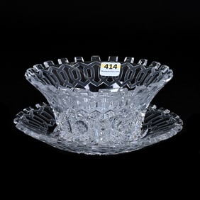 Finger Bowl/Underplate, American Brilliant Cut Glass, Alhambra Pattern By Meriden