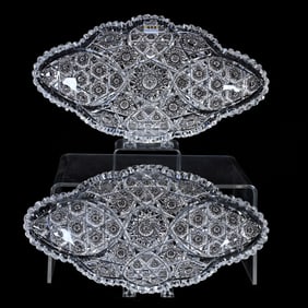 Pair Ice Cream Trays, American Brilliant Cut Glass