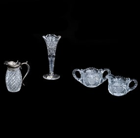 (4) Items, American Brilliant Cut Glass/Brilliant Period Cut Glass/Pattern Glass