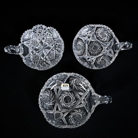 (3) Handled Nappies, American Brilliant Cut Glass