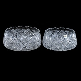 (2) Deep Bowls, Cut Glass, Same Pattern