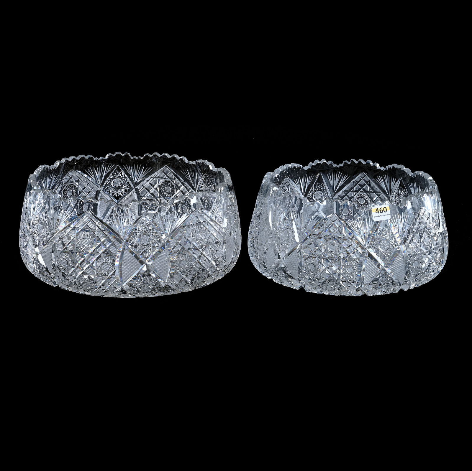 (2) Deep Bowls, Cut Glass, Same Pattern (1 of 3)