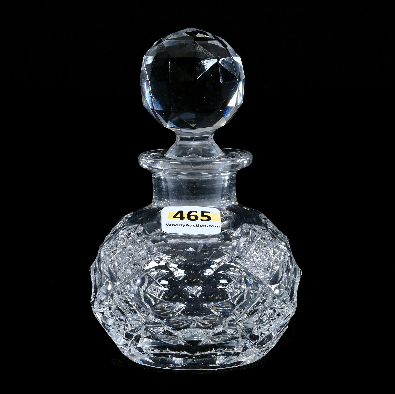 Cologne Bottle, American Brilliant Cut Glass, Cleopatra Pattern By Gundy & Clapperton: Cologne Bottle, American Brilliant Cut Glass, Cleopatra Pattern By Gundy And Clapperton, 5" x 3", Ray Cut Base, Sherri Schott Collection, Kansas.