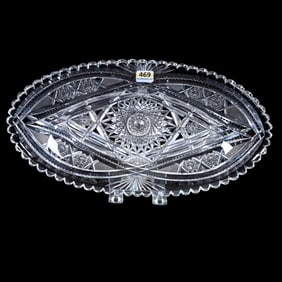 Bread Tray, American Brilliant Cut Glass, Hobstar, Vesica, Crosshatch, Zipper, Prism And Fan