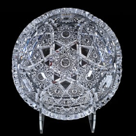 Bowl, American Brilliant Cut Glass, Hobstar Cluster, Hobstar & Crosshatch Motif