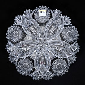 Round Plate, American Brilliant Cut Glass, Windsor Pattern By Kelly & Steinman