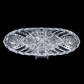 Celery Tray, American Brilliant Cut Glass, Signed Libbey Glenda Pattern