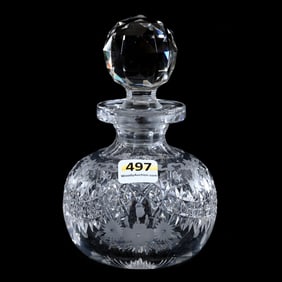 Cologne Bottle, American Brilliant Cut Glass, Signed Hawkes