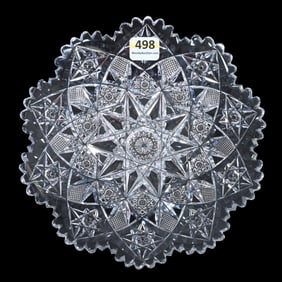 Plate, American Brilliant Cut Glass, Signed Hawkes Portland Pattern