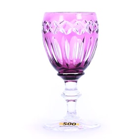 Wine Stem, Brilliant Period Cut Glass, Amethyst Cut To Clear