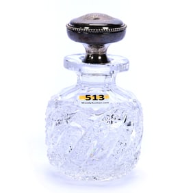 Cologne Bottle, American Brilliant Cut Glass, Swirled Tusk With Vesica, Hobstar & Russian