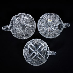 (3) Handled Nappies, American Brilliant Cut Glass