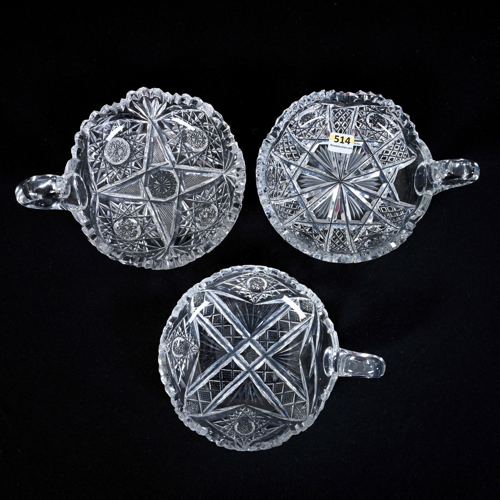 (3) Handled Nappies, American Brilliant Cut Glass (1 of 8)