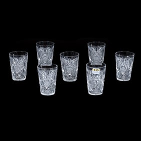 (7) Whiskey Tumblers, American Brilliant Cut Glass, Pattern Resembles Monarch By J. Hoare