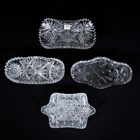 (4) Relish Dishes, American Brilliant Cut Glass