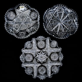 (3) Plates, American Brilliant Cut Glass