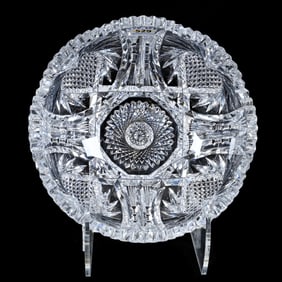 Bowl, American Brilliant Cut Glass, Heart Pattern