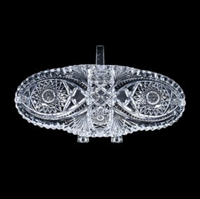 Celery Tray, American Brilliant Cut Glass, Hobstar, Vesica, Crosshatch, Prism & Fan Motif
