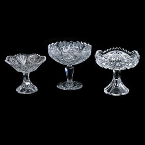 (3) Compotes, American Brilliant Cut Glass