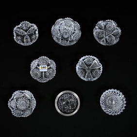 (8) Assorted Butter Pats, American Brilliant Cut Glass, Various Patterns And Sizes