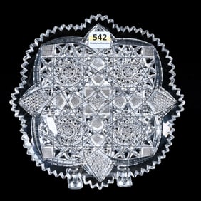 Plate, American Brilliant Cut Glass, Pattern Resembles Seneca Pattern By Empire