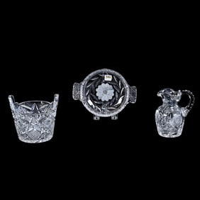 (3) Assorted American Brilliant Cut Glass Items