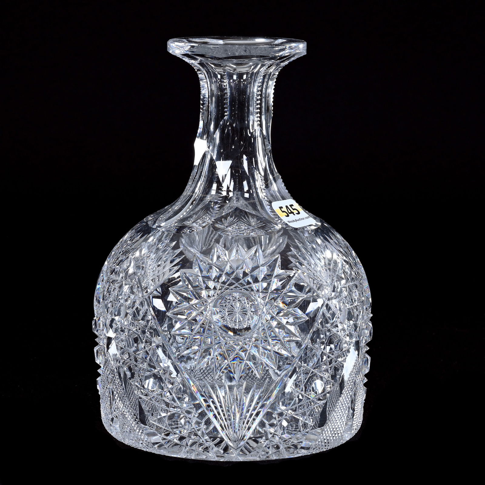 Water Carafe, American Brilliant Cut Glass, Chrysanthemum Pattern By Hawkes: Water Carafe, American Brilliant Cut Glass, Chrysanthemum Pattern By Hawkes, 7.5" x 5.25", Sherri Schott Collection, Kansas.