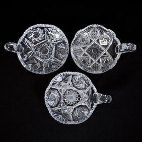 (3) Handled Nappies, American Brilliant Cut Glass