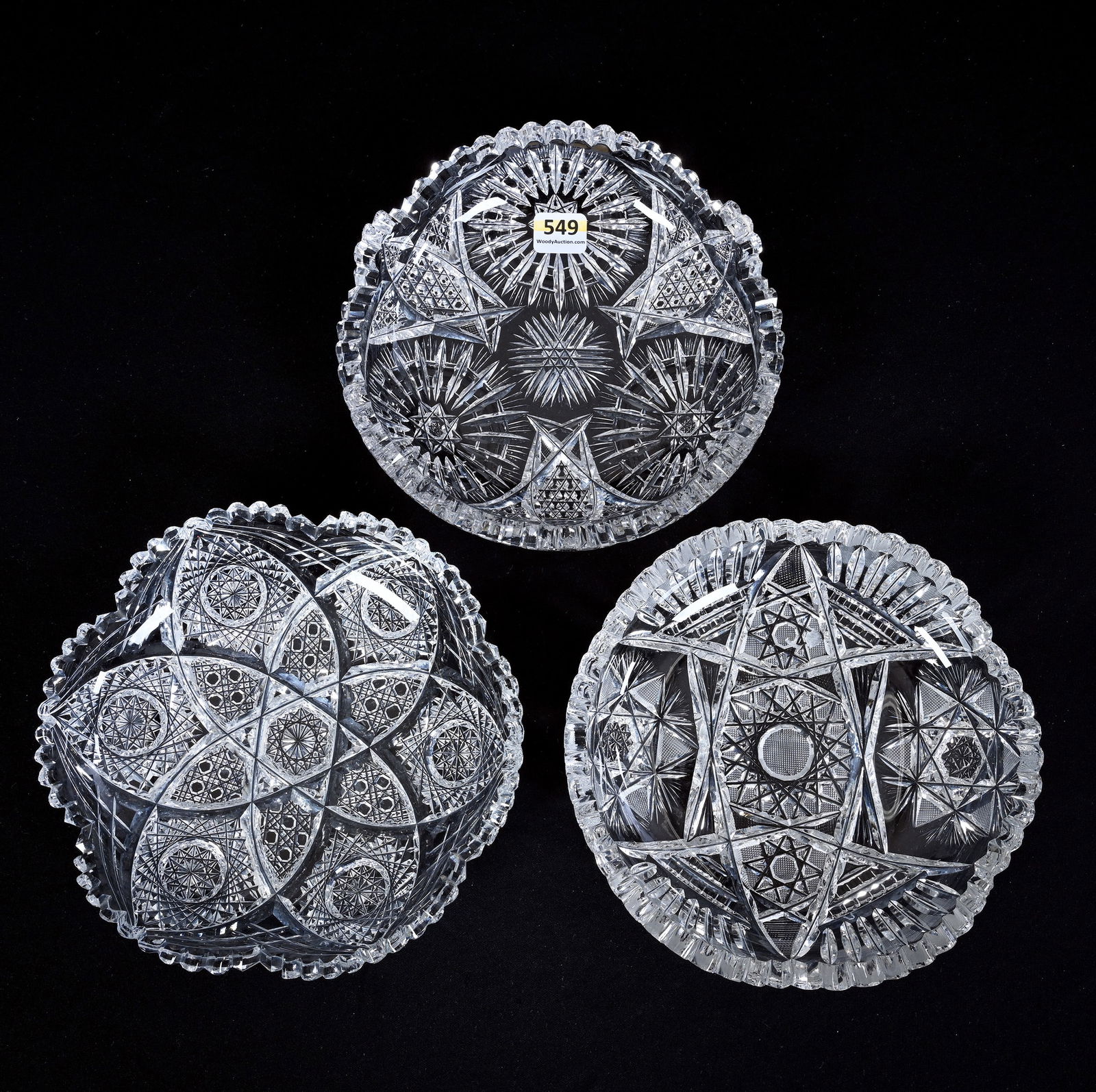 (3) Low Bowls, American Brilliant Cut Glass (1 of 5)