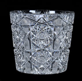 Ice Tub, American Brilliant Cut Glass, Hobstar, Crosshatch, Star And Fan Motif