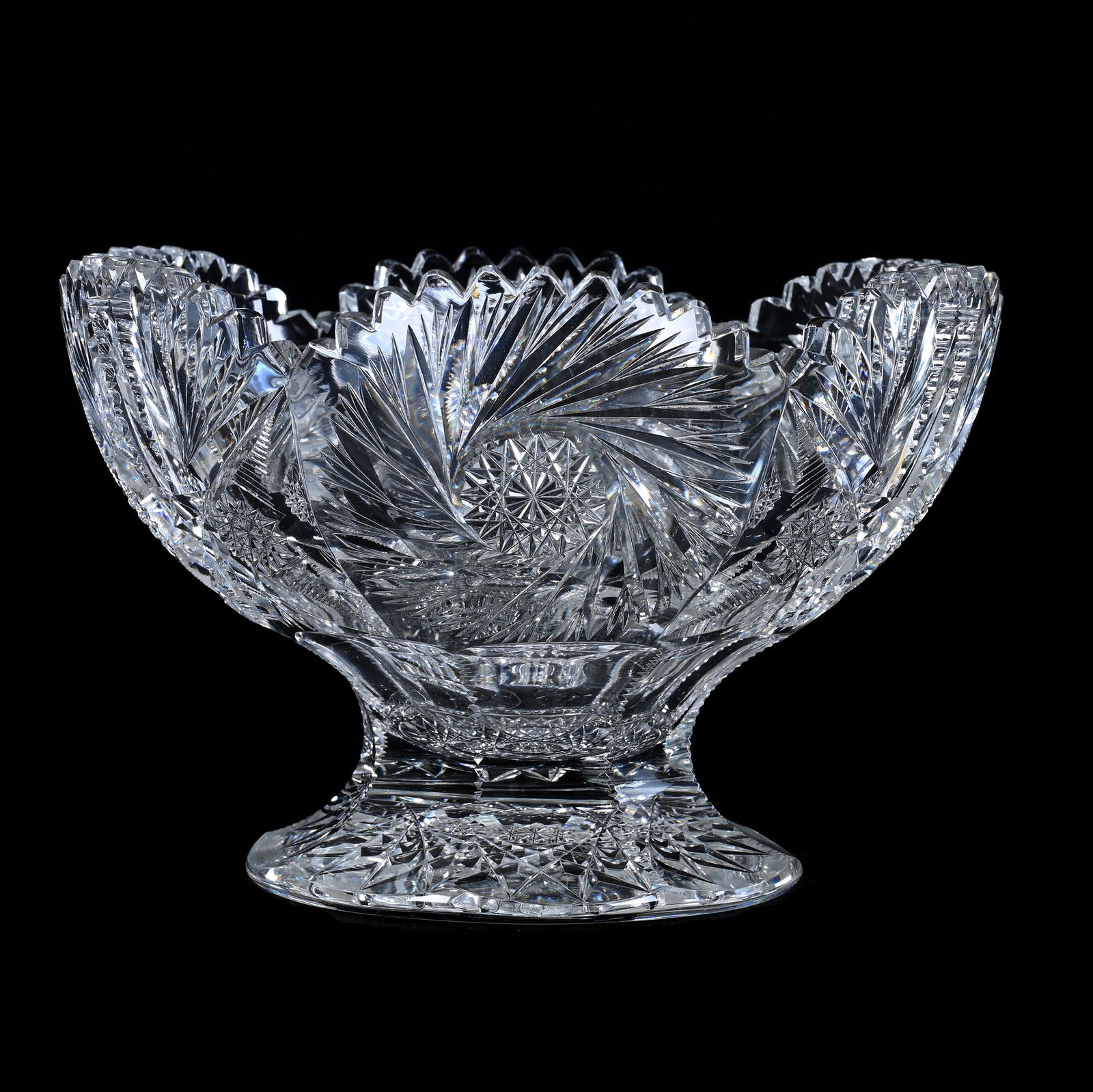 Pedestal Bowl, American Brilliant Cut Glass, Pinwheel, Prism, Hobstar And Fan Motif (1 of 3)