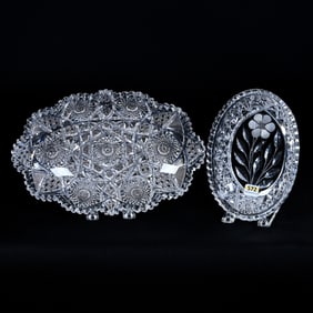(2) Oval Trays, American Brilliant Cut Glass