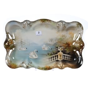 Dresser Tray, Marked R.S. Prussia, Swan And Terrace Scenic Decor
