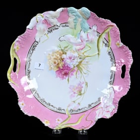Cake Plate, Unmarked R.S. Prussia, Hidden Image Mold