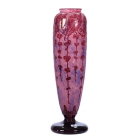 Pedestal Vase, Charles Schneider French Cameo Art Glass Signed Le Verre Francais