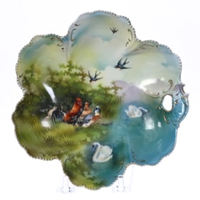 Scalloped Bowl With Finger Grip, Marked R.S. Prussia