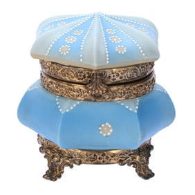 Six Sided Jewel Box, Marked Nakara Art Glass