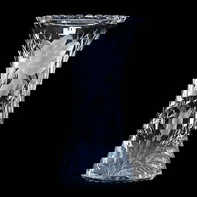 Vase, American Brilliant Cut Glass, Signed Hawkes, Gravic Iris Pattern: 5 lbs, 11" x 6", Vase, American Brilliant Cut Glass, Signed Hawkes, Gravic Iris Pattern, Ray Cut Base, The Bob Lawroski Estate.